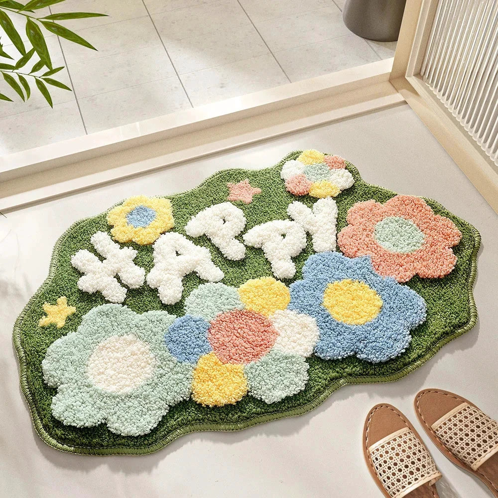 Flower Tufted Bath Mat by Bowlift