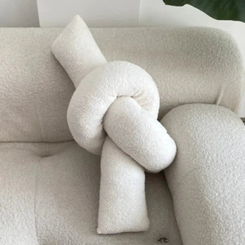 Nordic Bouclé Abstract Cushion – Minimalist Plush Pillow by Bowlift