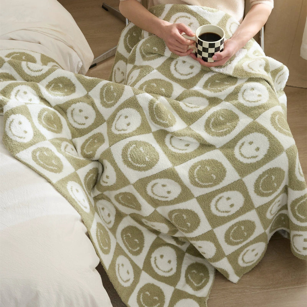 Smiley Checkered Blanket by Bowlift