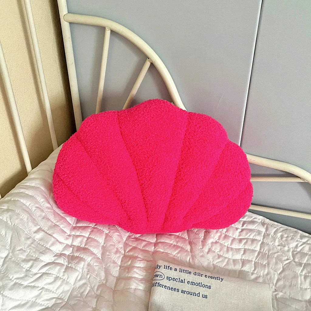 Pastel Shell Cushion – Fluffy Bouclé Plush Pillow by Bowlift