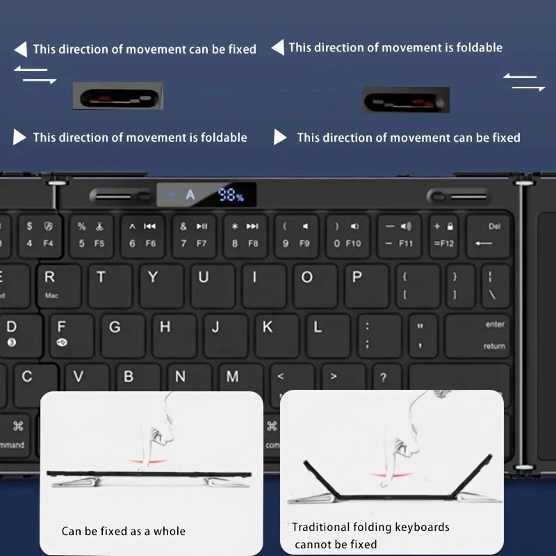 Foldable RGB Wireless Built-in Touchpad Backlit Travel Keyboard by BowLift