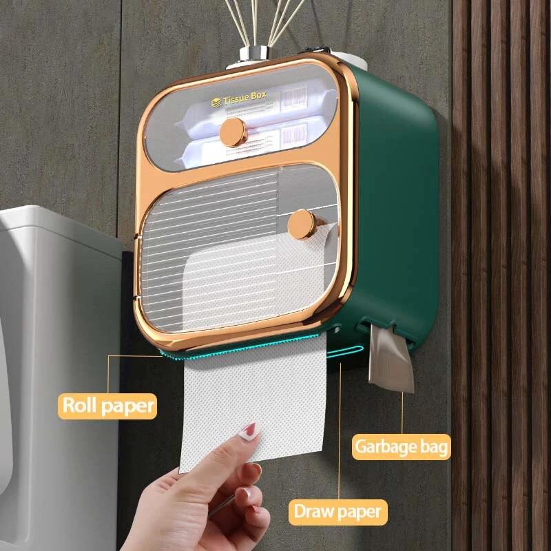 MultiBox Wall-Mounted Toilet Paper Towel Storage Box by BowLift