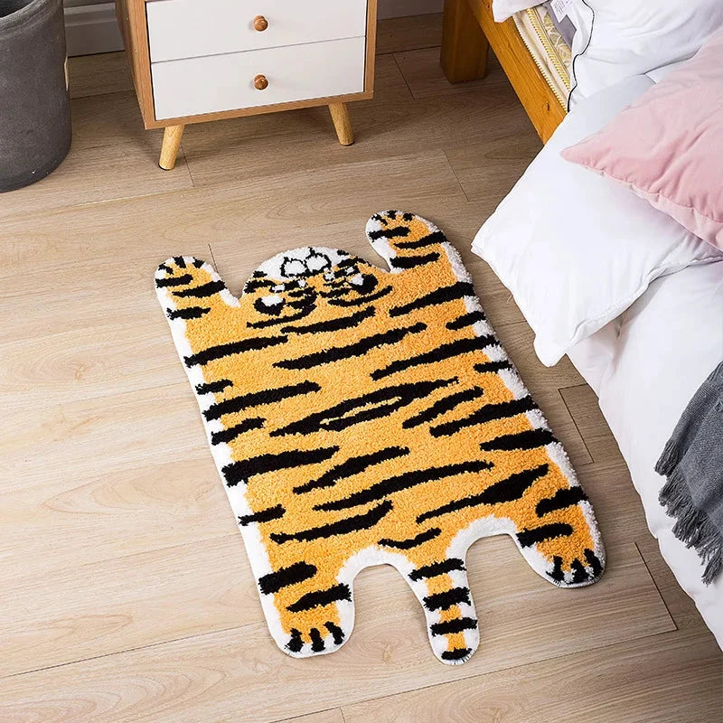 Cartoon Tiger Flocking Foot Mat by Bowlift