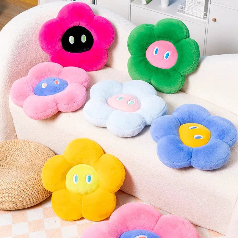 Fluffy Flower Cushion with Eyes by Bowlift