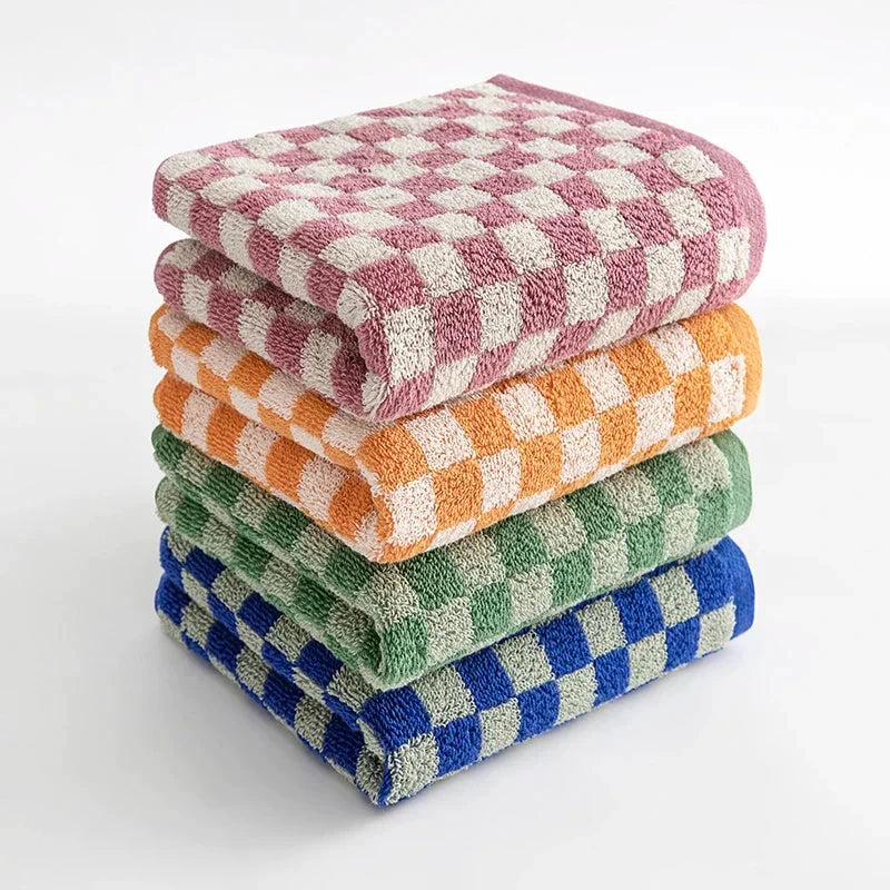 Checkered Cotton Hand Towels by Bowlift