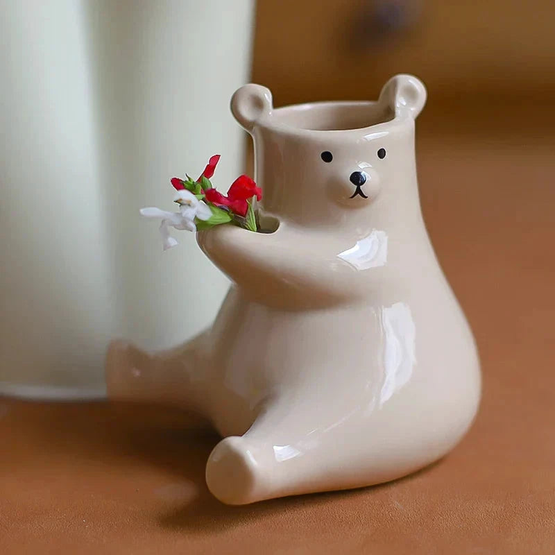 Bear with Flower Vase by Bowlift