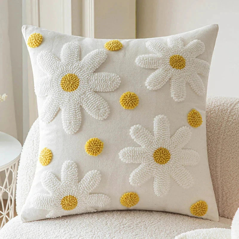 Blue & White Bunny & Flower Cushion Cover by Bowlift