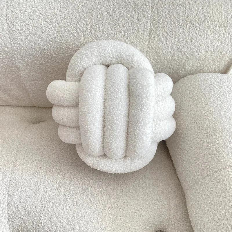 Nordic Bouclé Abstract Cushion – Minimalist Plush Pillow by Bowlift