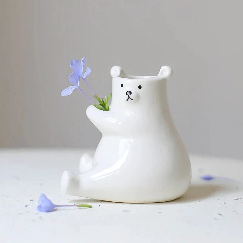 Bear with Flower Vase by Bowlift