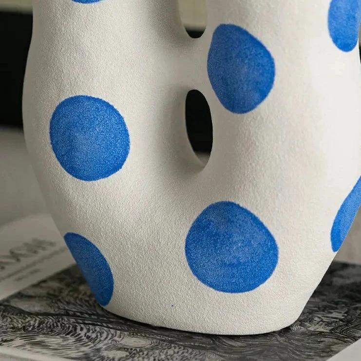 Blue Polka Dot Wonky Vase by Bowlift