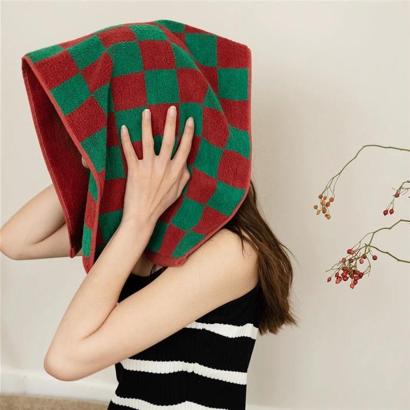 Checkered Cotton Towel - 2 Colours by Bowlift