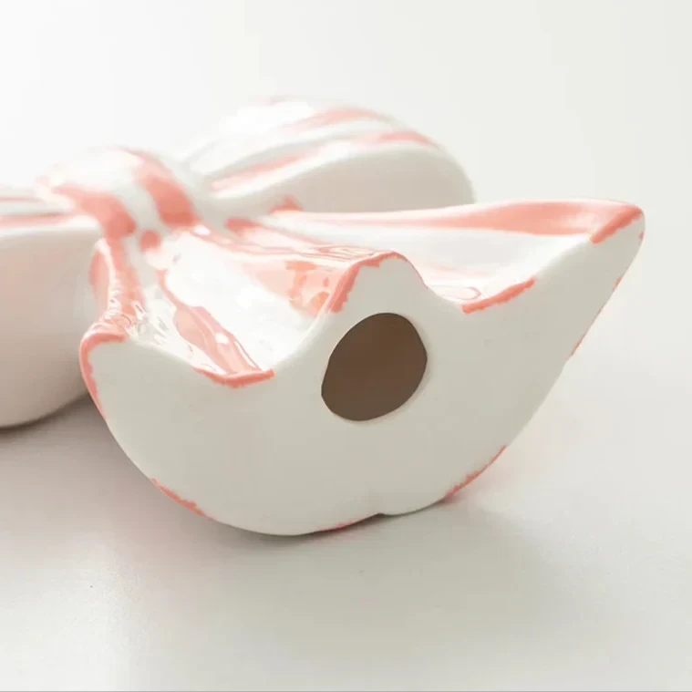 Classic Striped Bow Ceramic Candle Holder by Bowlift