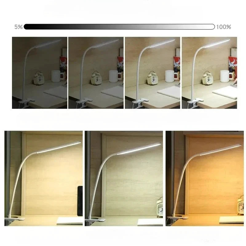 LED Clamp Light LumaFlex | 3 Light Colors & 10 Brightness Levels | USB Operation | Flexible Gooseneck | Eye-Friendly & Dimmable by BowLift
