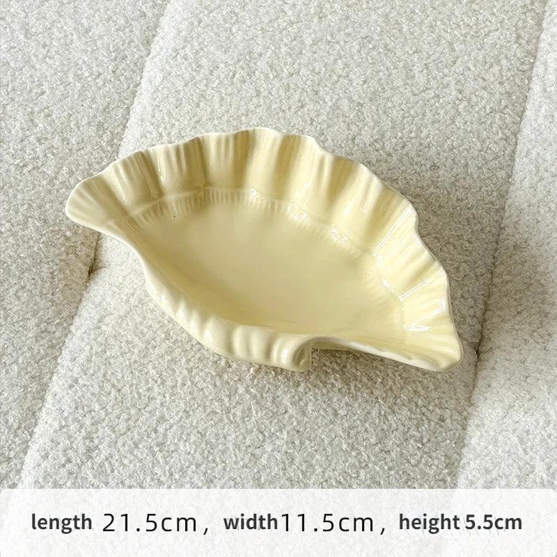 Cream Ceramic Shell Plate by Bowlift