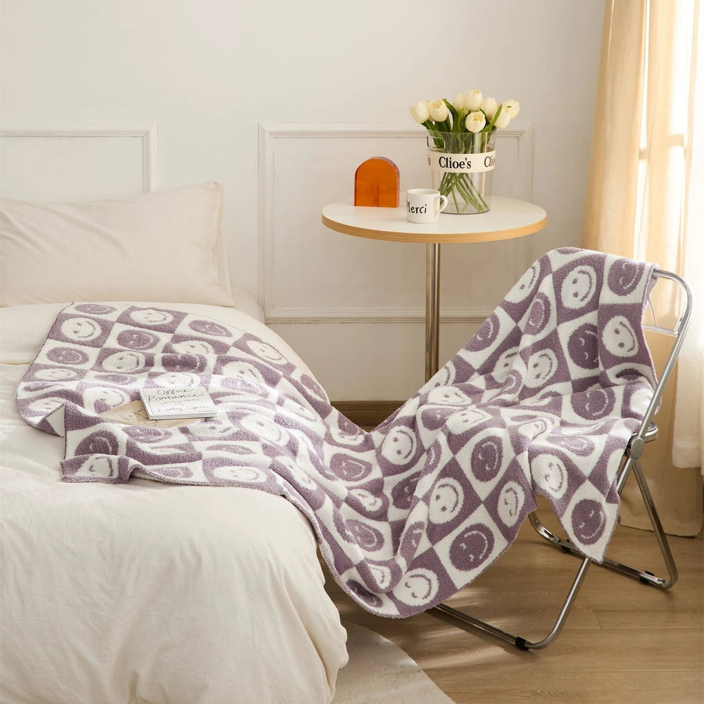 Smiley Checkered Blanket by Bowlift