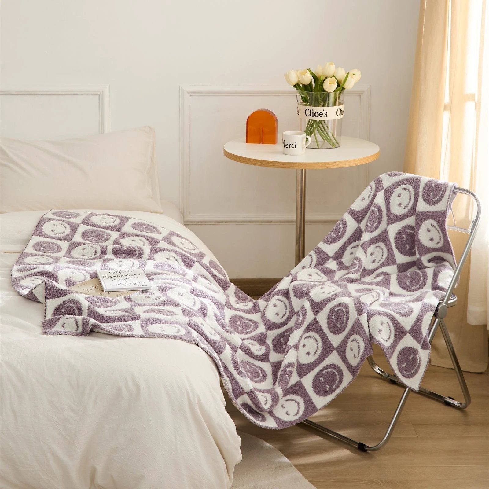 Smiley Checkered Blanket by Bowlift