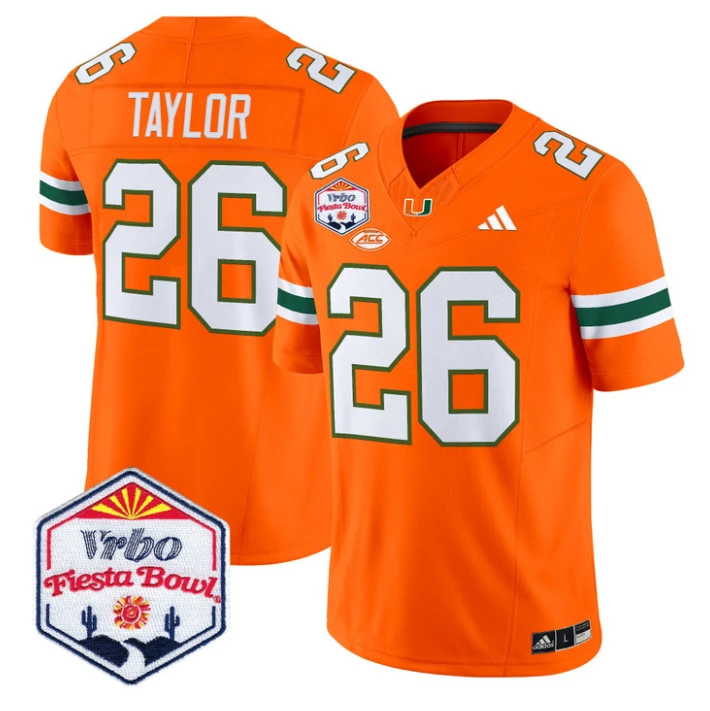 Sean Taylor Jersey #26 Miami Hurricanes 2026 Fiesta Bow Patch Stitched Orange by NCAA Football Jersey