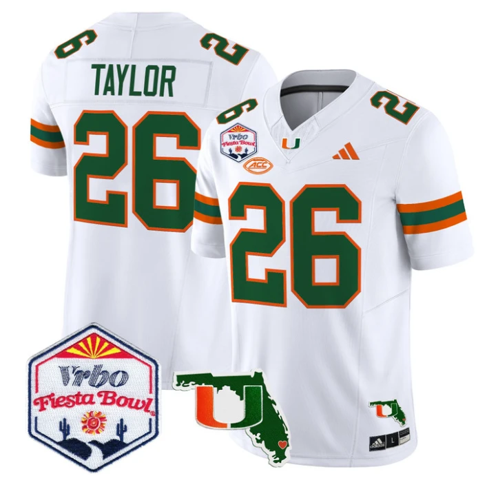 Sean Taylor Jersey #26 Miami Hurricanes 2026 Fiesta Bowl Florida White by My Store NCAA Football Jerseys