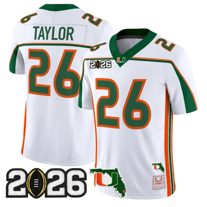 Sean Taylor Jersey #26 Miami Hurricanes Throwback 2026 CFP Final Florida Patch by My Store NCAA Football Jerseys