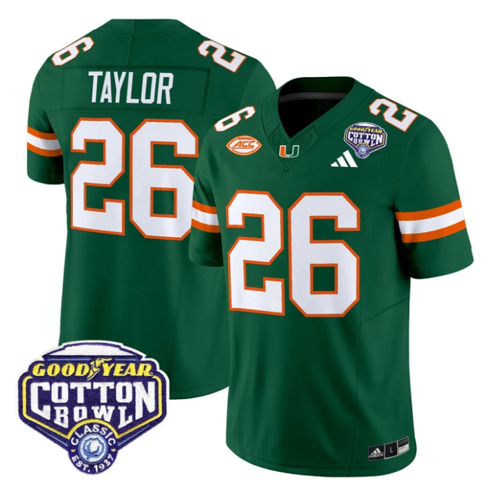 Sean Taylor Jersey #26 Miami Hurricanes 2025 Cotton Bowl Patch Stitched by My Store NCAA Football Jerseys