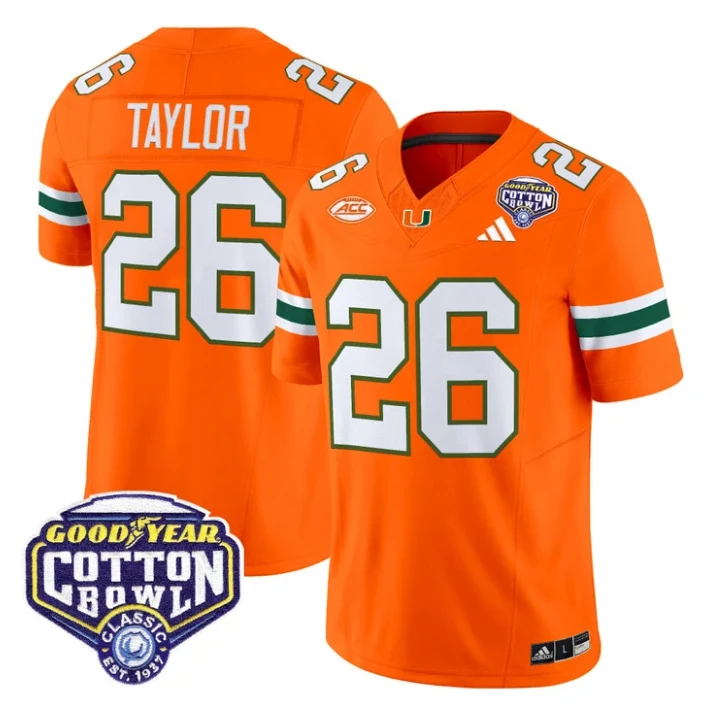 Sean Taylor Jersey #26 Miami Hurricanes 2025 Cotton Bowl Patch Stitched by My Store NCAA Football Jerseys