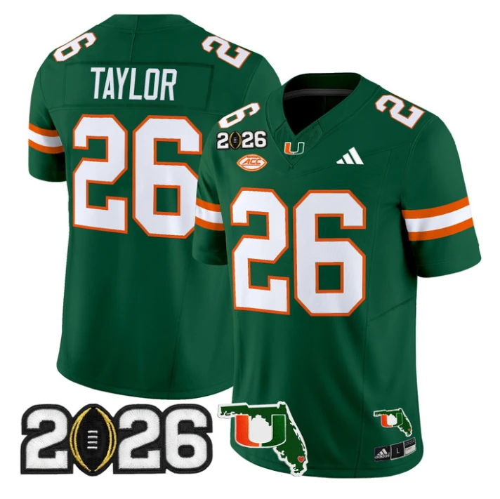 Sean Taylor Jersey #26 Miami Hurricanes 2026 CFP Final Florida Stitched by My Store NCAA Football Jerseys