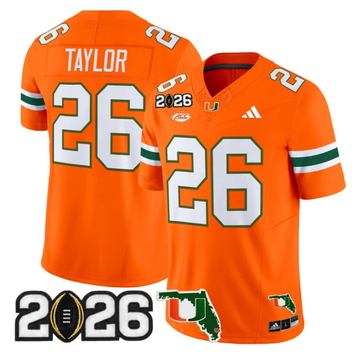 Sean Taylor Jersey #26 Miami Hurricanes 2026 CFP Final Florida Stitched by My Store NCAA Football Jerseys