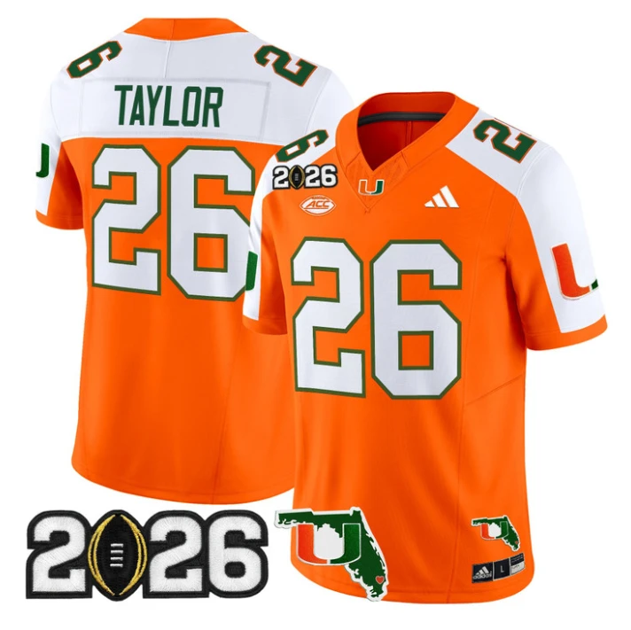 Sean Taylor Jersey #26 Miami Hurricanes 2026 CFP Final Florida Stitched by My Store NCAA Football Jerseys