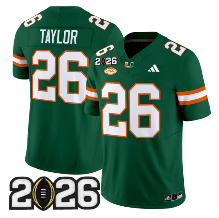 Sean Taylor Jersey #26 Miami Hurricanes 2026 CFP Final Patch Stitched Black by My Store NCAA Football Jerseys