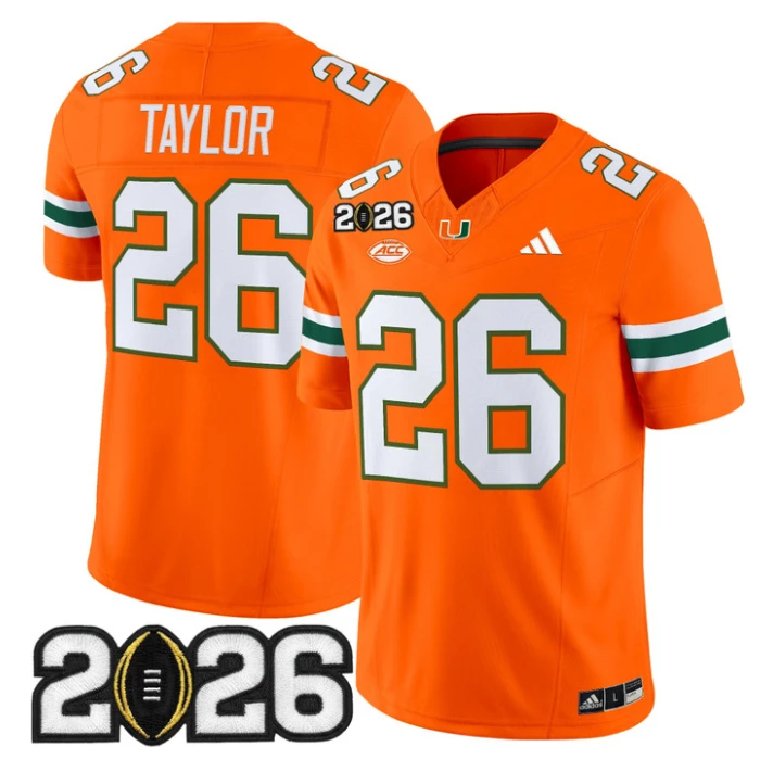 Sean Taylor Jersey #26 Miami Hurricanes 2026 CFP Final Patch Stitched Black by My Store NCAA Football Jerseys