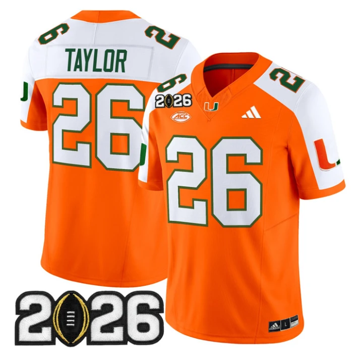 Sean Taylor Jersey #26 Miami Hurricanes 2026 CFP Final Patch Stitched Black by My Store NCAA Football Jerseys