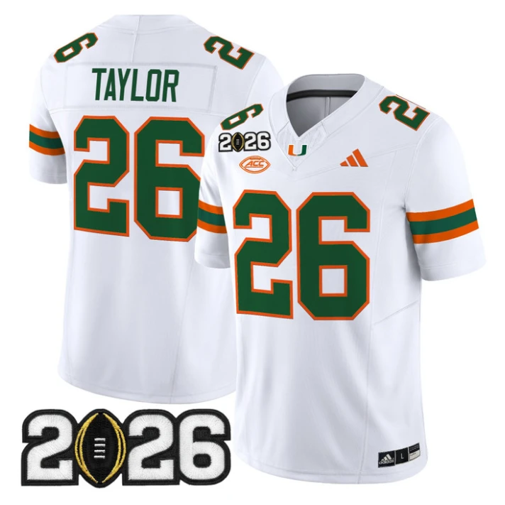 Sean Taylor Jersey #26 Miami Hurricanes 2026 CFP Final Patch Stitched Black by My Store NCAA Football Jerseys