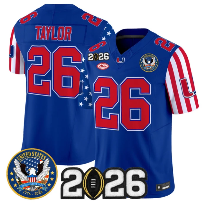 Sean Taylor Jersey #26 Miami Hurricanes America 250 Edition 2026 CFP Patch Stitched by My Store NCAA Football Jerseys