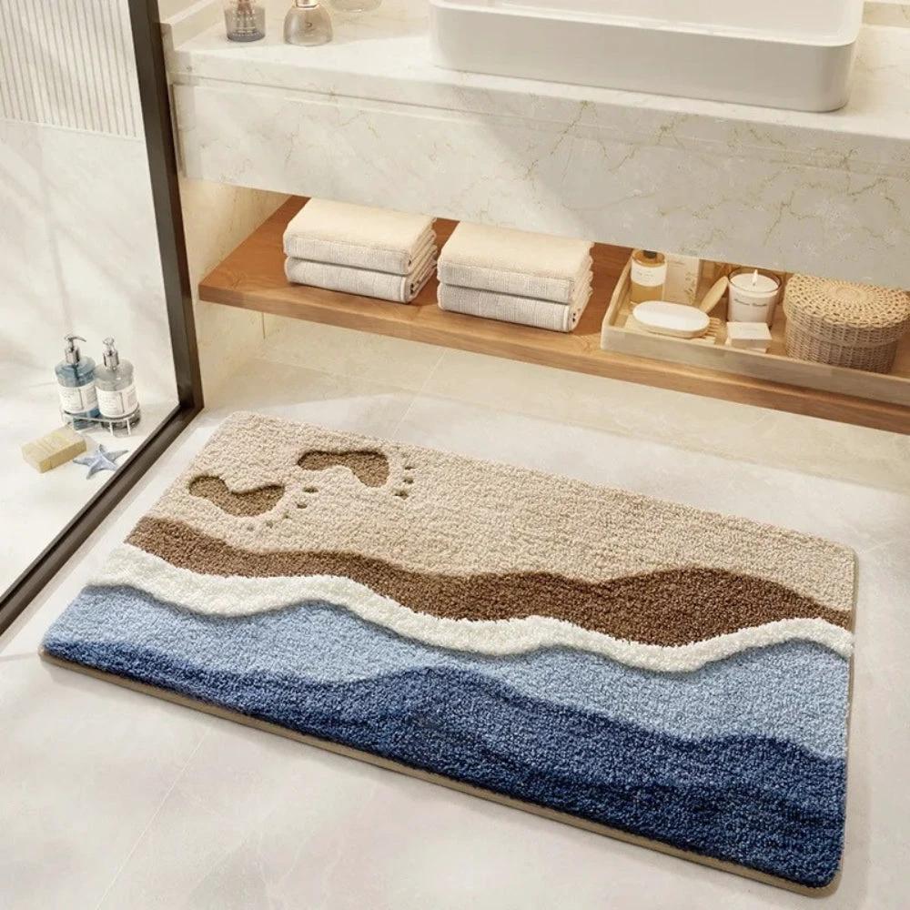 Seaside Footprint Pattern Bath Mat by Casa & Beyond