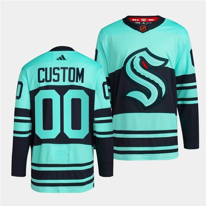 Seattle Kraken Custom Ice Blue 2022-23 Reverse Retro Stitched Jersey by Hockey David