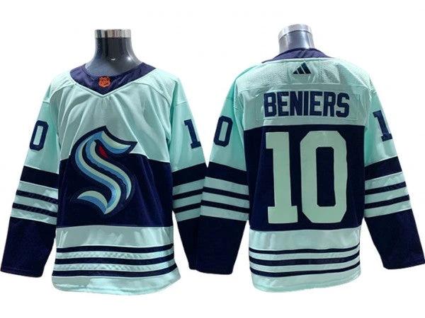 Seattle Kraken #10 Matty Beniers Teal Reverse Retro 2.0 Jersey by Hockey David