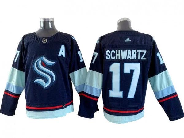 Seattle Kraken #17 Jaden Schwartz Navy Jersey by Hockey David