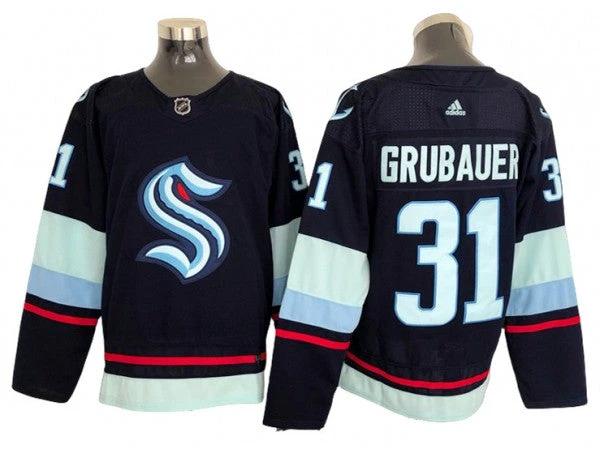 Seattle Kraken #31 Philipp Grubauer Navy Jersey by Hockey David