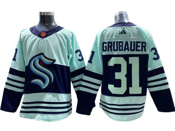 Seattle Kraken #31 Philipp Grubauer Teal Reverse Retro 2.0 Jersey by Hockey David