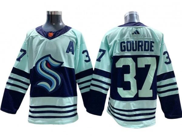 Seattle Kraken #37 Yanni Gourde Teal Reverse Retro 2.0 Jersey by Hockey David