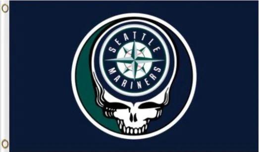 Seattle Mariners Dead Skull Flag 3X5Ft Banner USA Polyester with Brass Grommets by flagsjustdoit