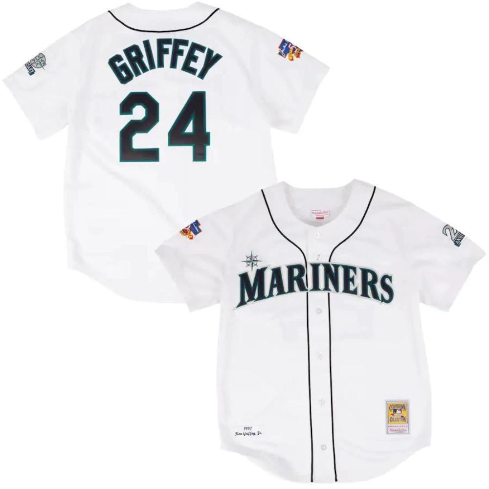 Seattle Mariners Ken Griffey Jr. White 1997 Throwback Jersey by My Store