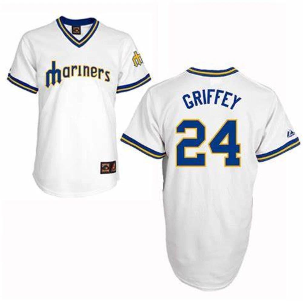 Seattle Mariners Ken Griffey Jr. White Throwback Pullover Pullover Jersey by My Store