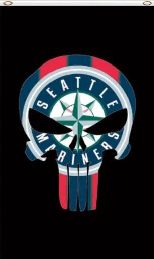 Seattle Mariners Skull Vertical Flag 3X5Ft Banner USA Polyester with Brass Grommets by flagsjustdoit