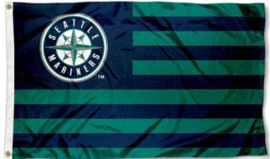 Seattle Mariners Stripes Sport Flag 3X5Ft Banner USA Polyester with Brass Grommets by flagsjustdoit