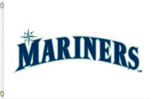 Seattle Mariners White Flag 3X5Ft Banner USA Polyester with Brass Grommets by flagsjustdoit