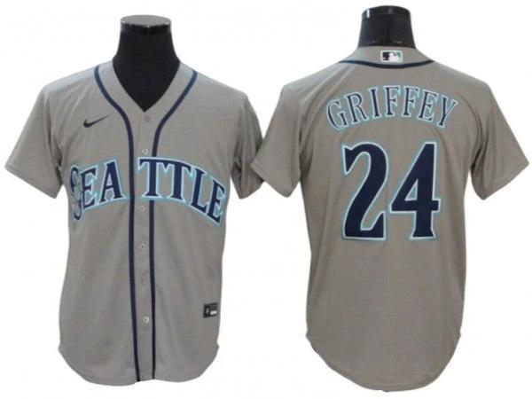 Seattle Mariners #24 Ken Griffey Jr. Gray Road Cool Base Jersey by My Store