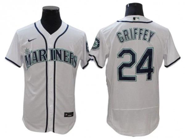 Seattle Mariners #24 Ken Griffey Jr. White Home Flex Base Jersey by My Store