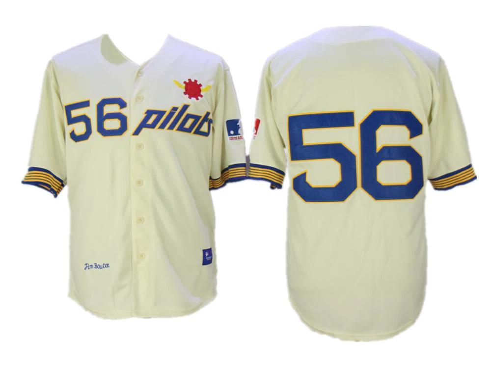 Seattle Pilots Jim Bouton Cream Throwback Jersey by My Store