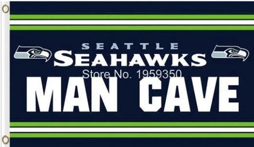 Seattle Seahawks MAN CAVE Flag 3X5 Ft Polyester Banner USA 90x150cm by flagsjustdoit